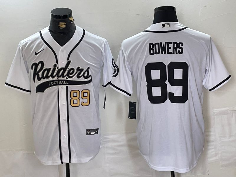 Men Oakland Raiders #89 Bowers White Joint Name 2024 Nike Limited NFL Jersey style 2